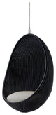 Nanna Ditzel Exterior Hanging Egg Chair, Black - Sunbrella Sailcloth Seagull Cushion, Chain