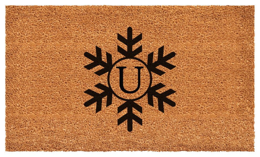 Calloway Mills Snowflake Monogram Doormat, 30"x48", Letter U
