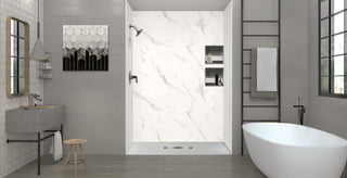 Transolid 63-in L x 35.5-in W Zero Threshold Center Drain Shower Base, Grey