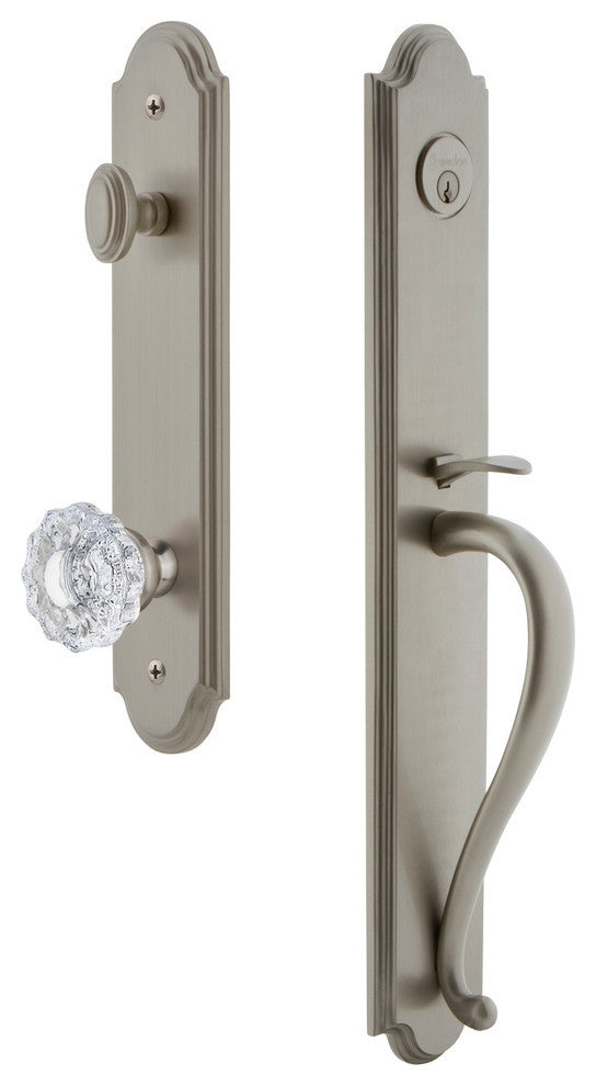 Arc 1-Piece Dummy Handleset, S Grip and Versailles Knob, Satin Nickel, 848753