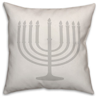 Gray Menorah 16"x16" Throw Pillow
