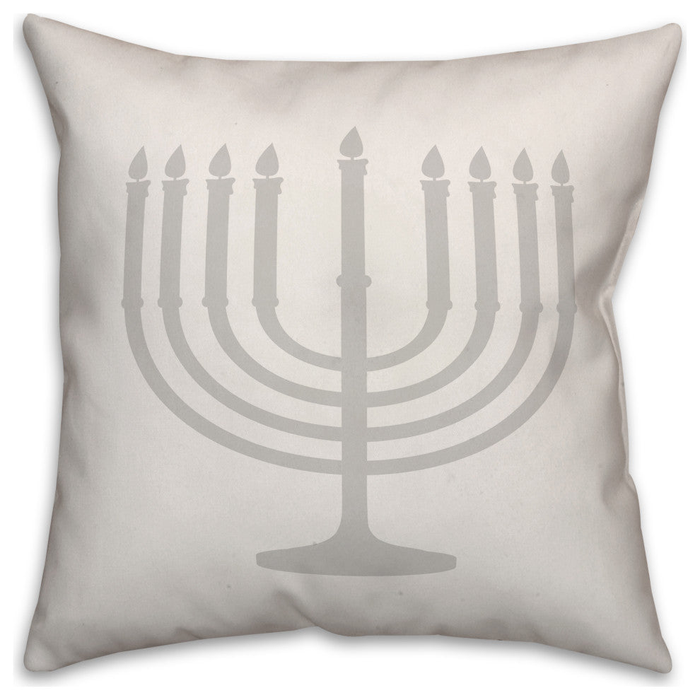 Gray Menorah 16"x16" Throw Pillow