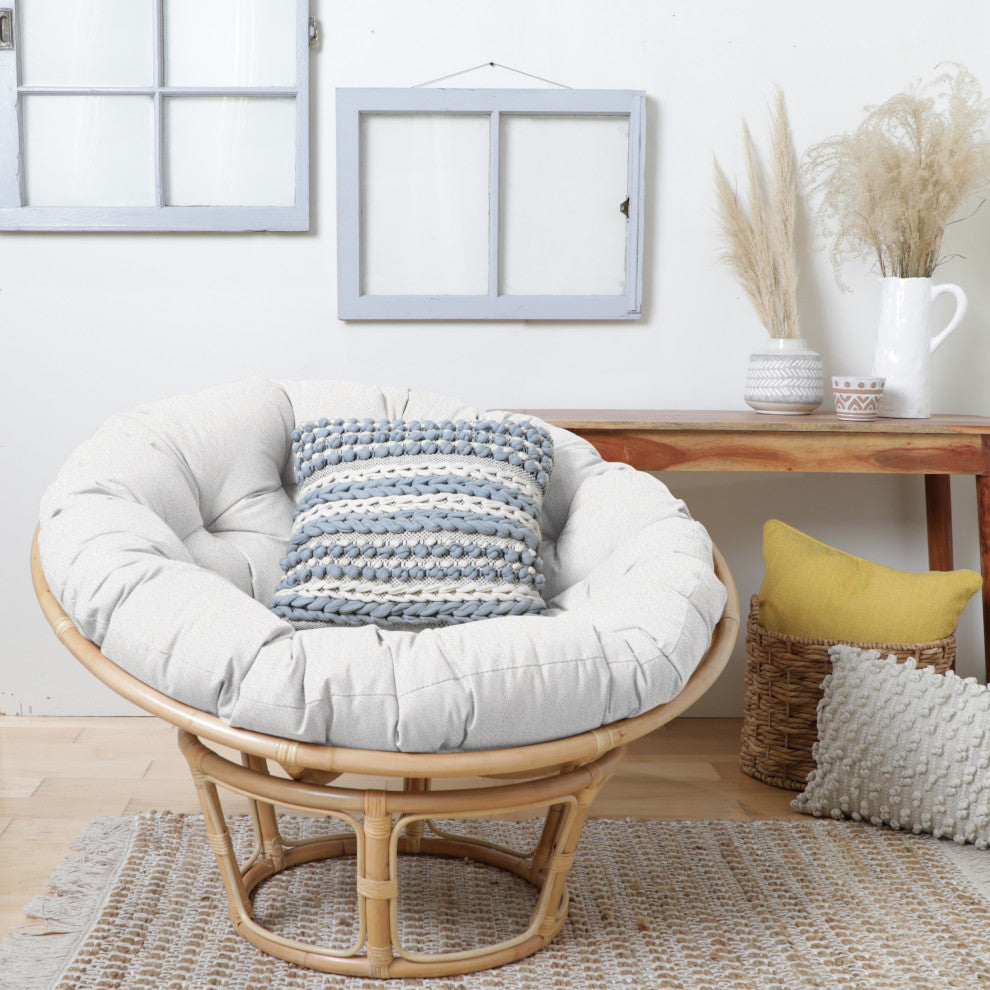 Mozaic Home Suede White Round Papasan Cushion 48"