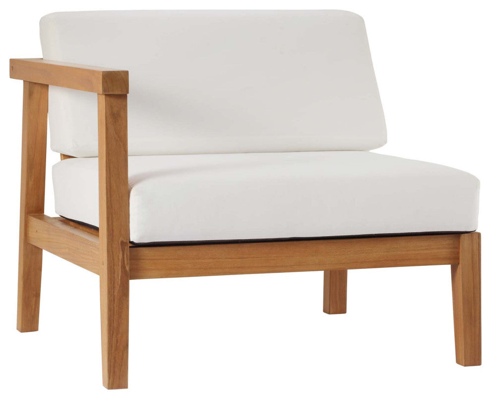 Sofa Corner Chair, Wood, Brown Natural White, Modern, Outdoor Patio Cafe Bistro
