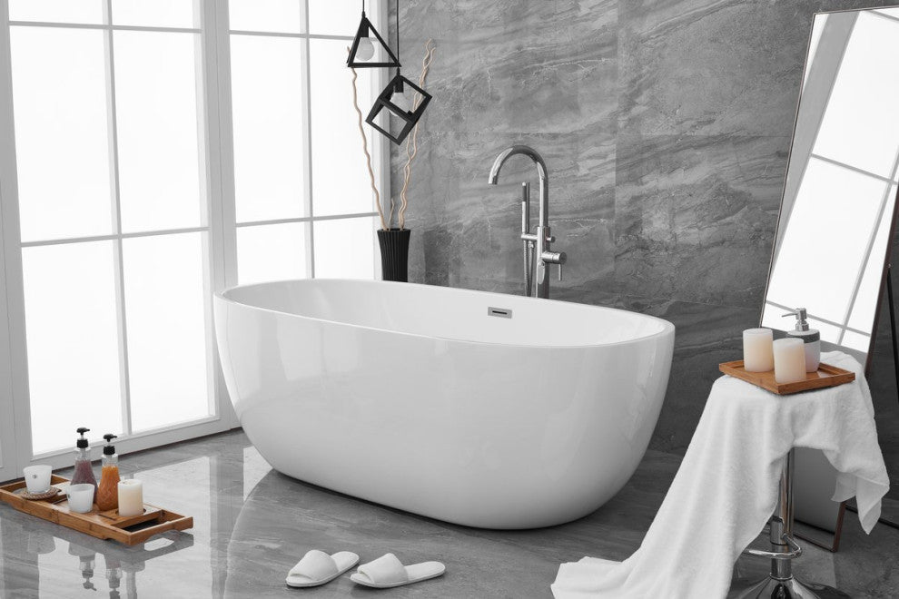Aaron 70" Soaking Roll Top Bathtub, Glossy White
