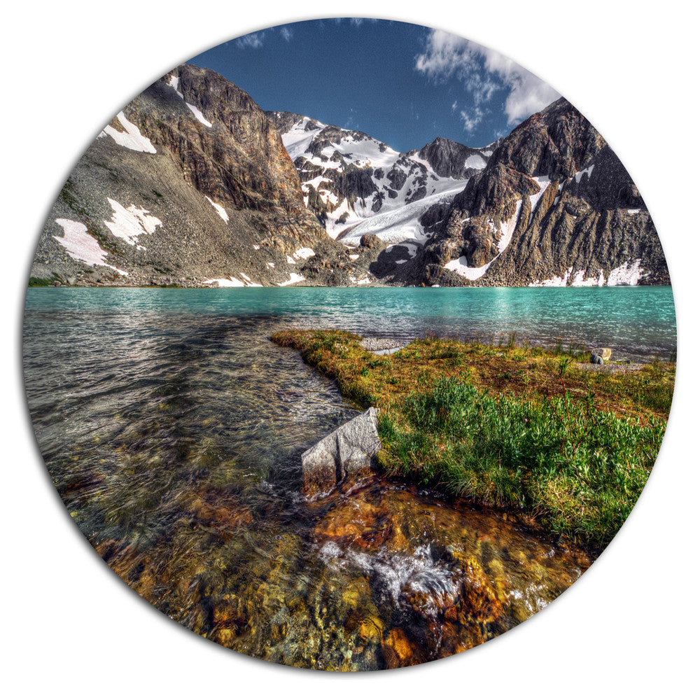 Crystal Clear Creek In Mountains, Landscape Art Round Wall Art, 23"