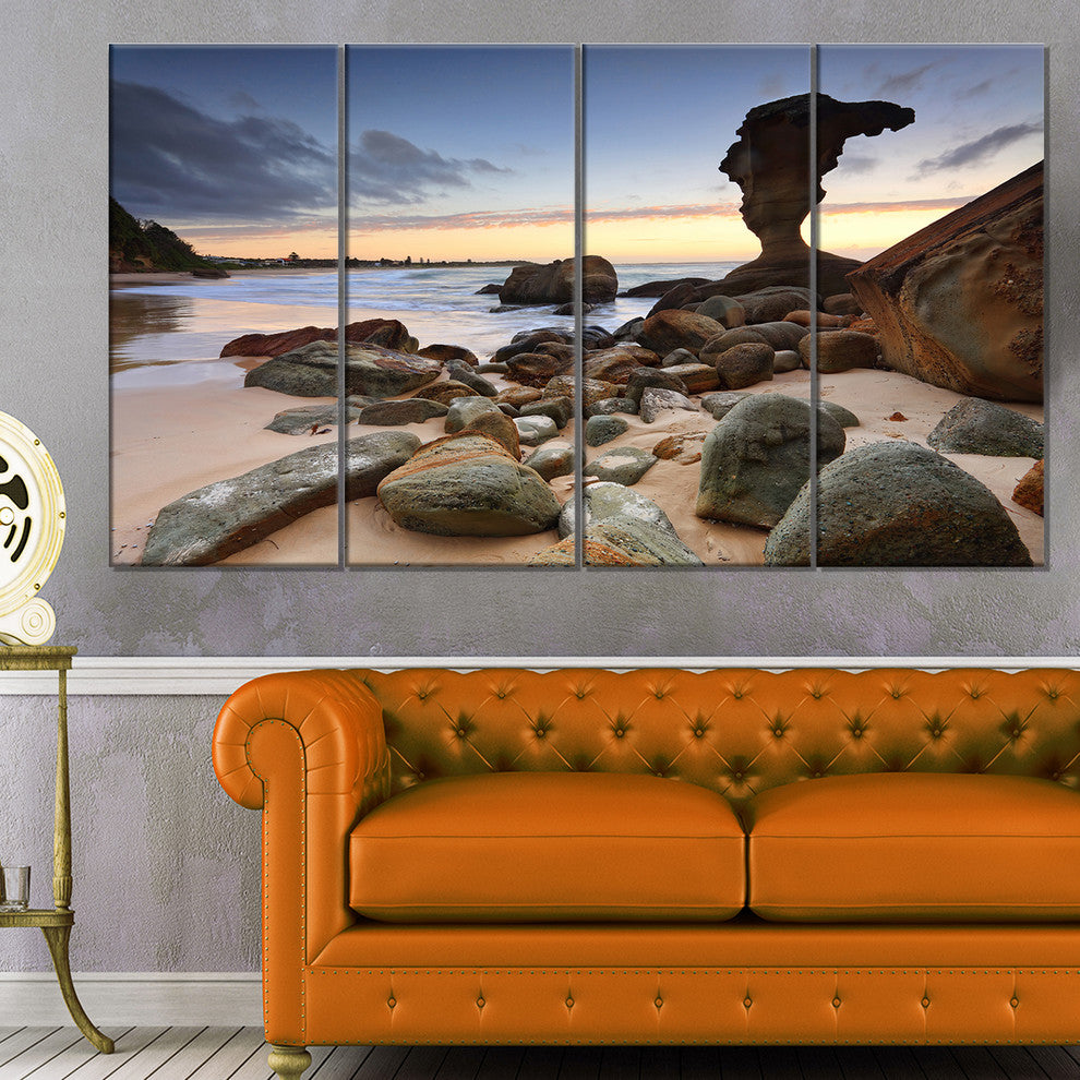 Noraville Central Coast Australia, Modern Seashore Canvas Art, 48"x28", 4 Panels
