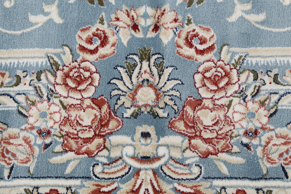 Light Blue Floral Medallion Transitional Turkish Rug Oriental Carpet 8x10