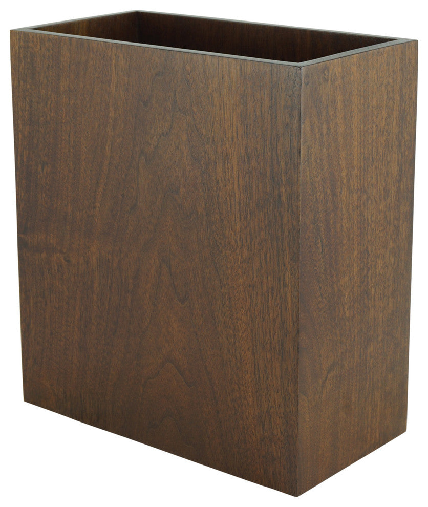 Walnut Wastebasket, Luxury Satin Finish, Rectangle