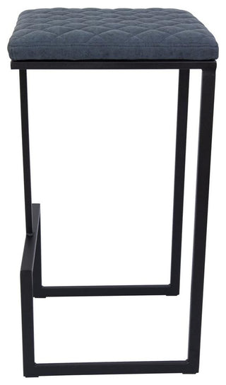 LeisureMod Quincy Quilted Stitched Leather Bar Stools With Metal Frame