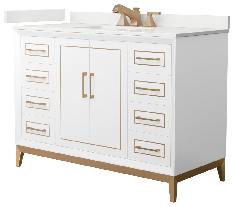 Marlena 48" Single Vanity, Quartz Top, 3-Hole, Bronze Trim