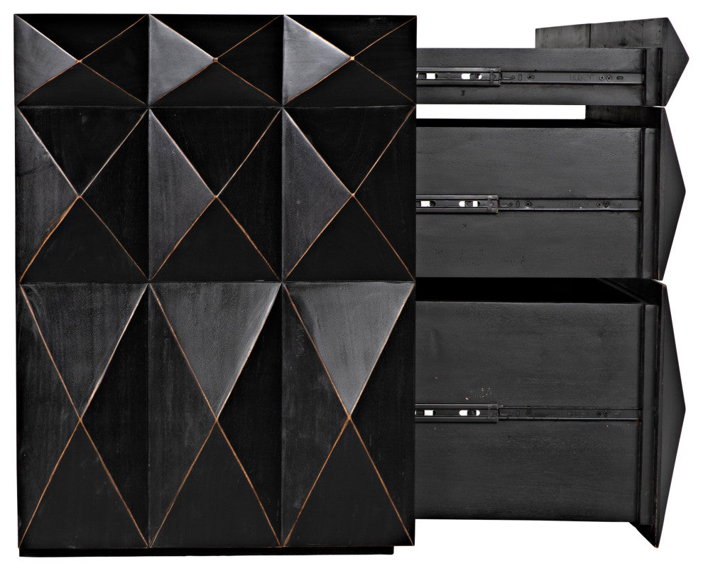 NOIR Furniture - Allegra Dresser in Hand Rubbed Black - GDRE248HB