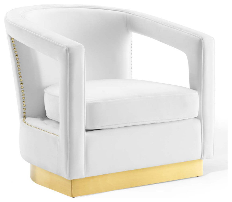 Frolick Performance Velvet Armchair White
