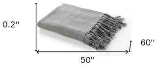 Gray Woven Cotton Solid Color Throw Blanket