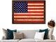 American Vintage Flag Print With Brown Gold Frame, 23"X33"