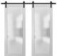 Planum 2102 Double Barn Doors 84 x 96, White Silk and Hardware 13FT