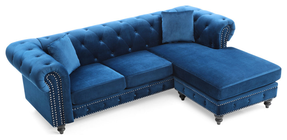 Nola Sofa Chaise, Navy Blue