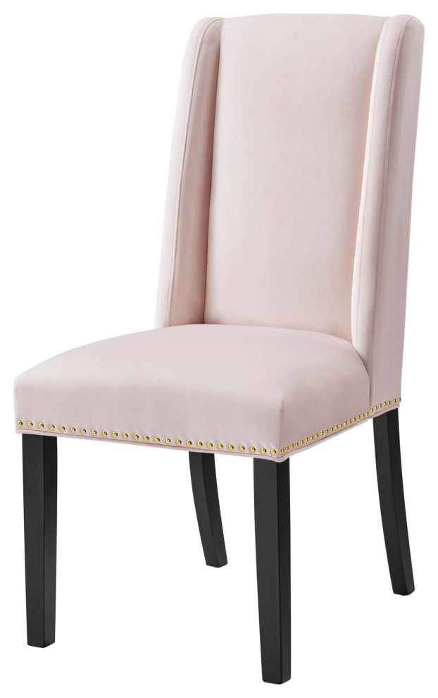 Dining Chair, Nailhead, Set of 2, Pink, Velvet, Modern, Cafe Bistro Hospitality
