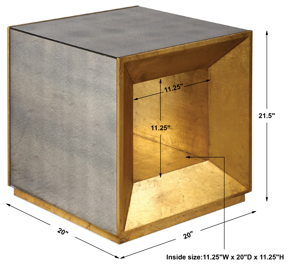 Uttermost Flair Gold Cube Table