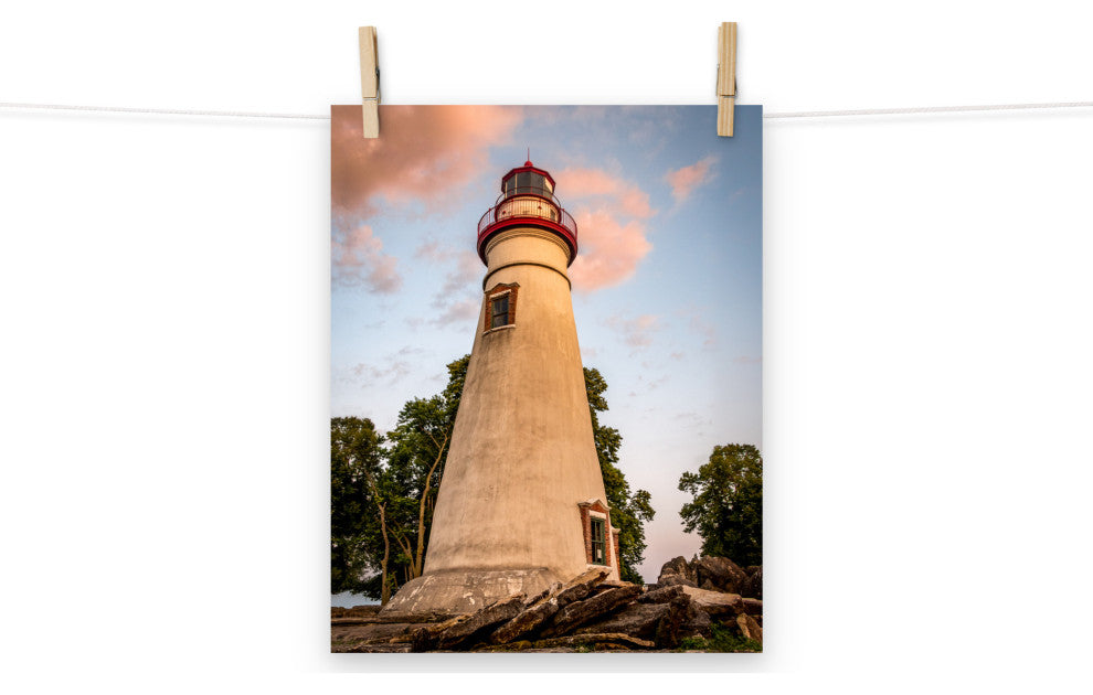 Marblehead Lighthouse at Sunset From the Shore Unframed Wall Art Prints, 11" X 14"