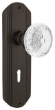 Deco Plate Privacy With Keyhole Crystal Meadows Knob, Oil-Rubbed Bronze, 2.375"