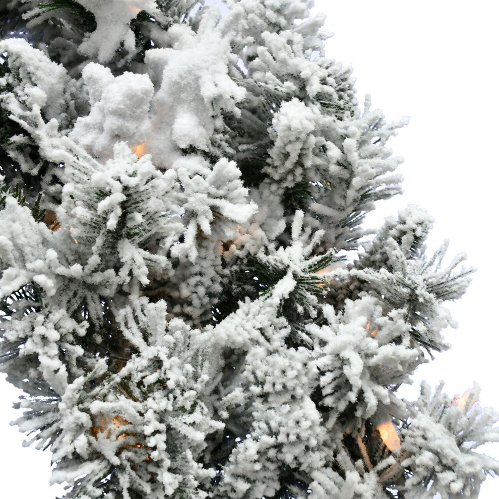 24-In. Mountain Pine Wreath, White Led