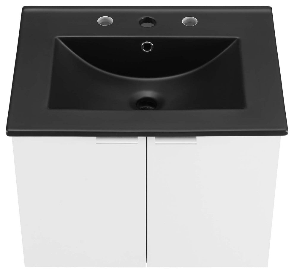 Maybelle 24" Wall-Mount Bathroom Vanity White Black