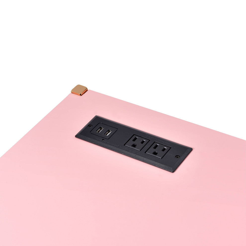Midriaks Writing Desk WithUSB, Pink and Gold Finish
