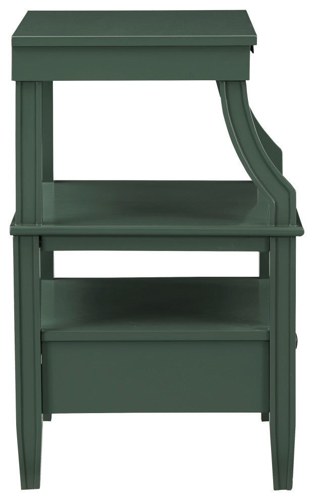 Newton Antique White Storage Nightstand, Vintage Green