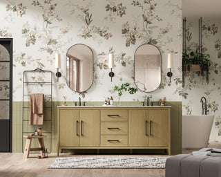 Home Living 84" Double Bathroom Vanity, Honey Brown
