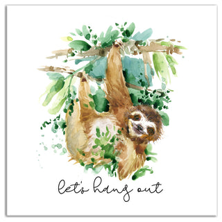 Let's Hang Out Sloth 24x24 Canvas Wall Art