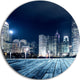 Blue Hong Kong City Skyline, Cityscape Large Disc Metal Wall Art, 23"
