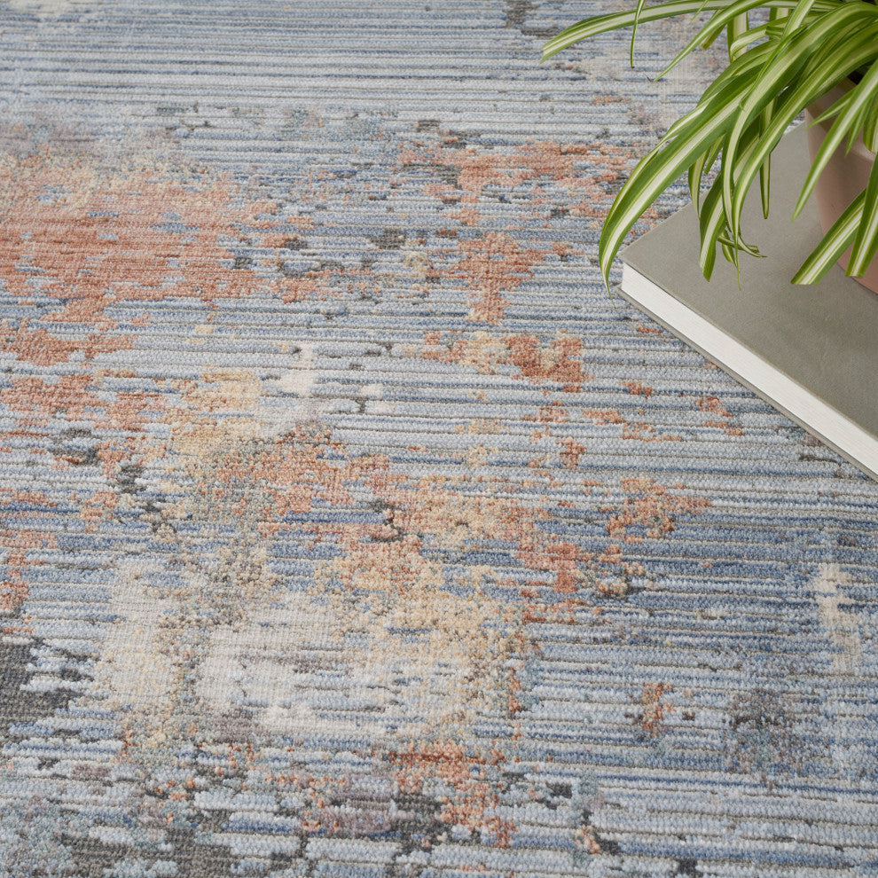 Nourison Abstract Hues 9'10" x 13' Grey Blue Modern Indoor Area Rug