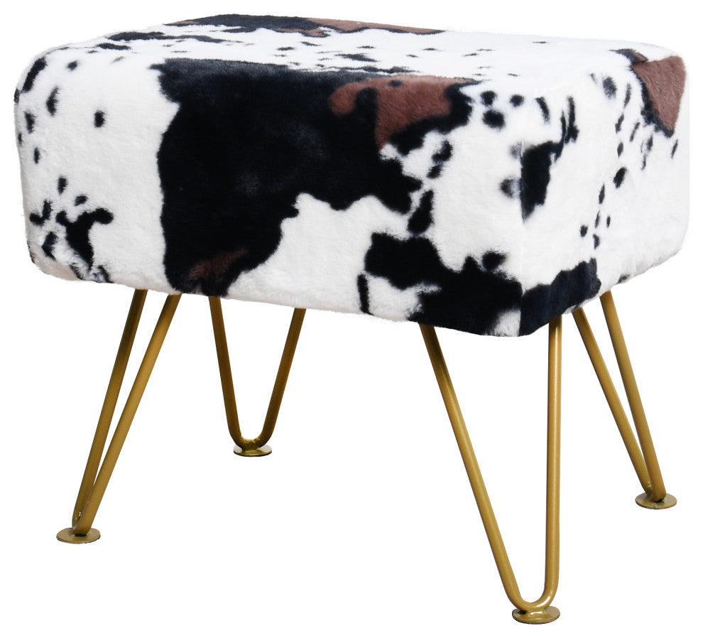 Cows Flowers Rectangle Ottoman, Cow, 19x13x17