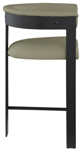 Romeo Upholstered Counter Stool, Olive, Vegan Leather, Matte Black Finish