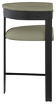 Romeo Upholstered Counter Stool, Olive, Vegan Leather, Matte Black Finish