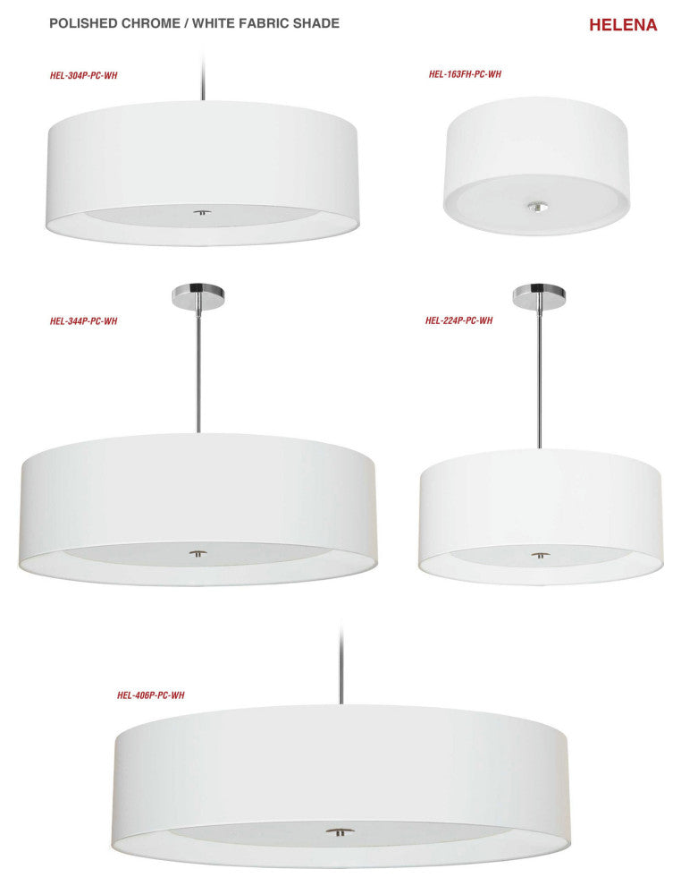 3 Light Helena Flush Mount Polished Chrome White with White Diffuser