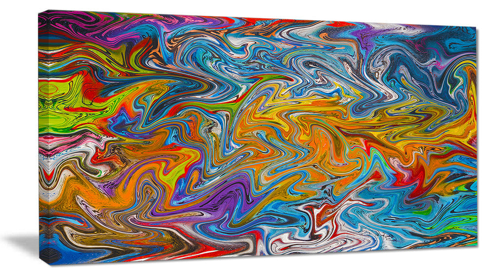 "Fractal Flowing Colors" Abstract Art Canvas Print, 32"x16"