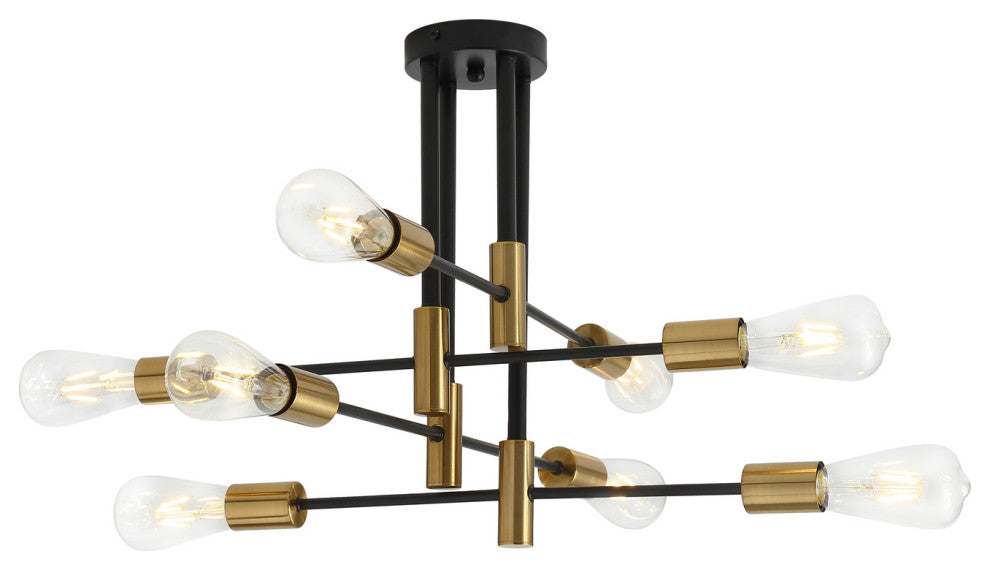 Sputnik Ceiling Light Modern Linear Semi Flush Mount Light, 8-Light