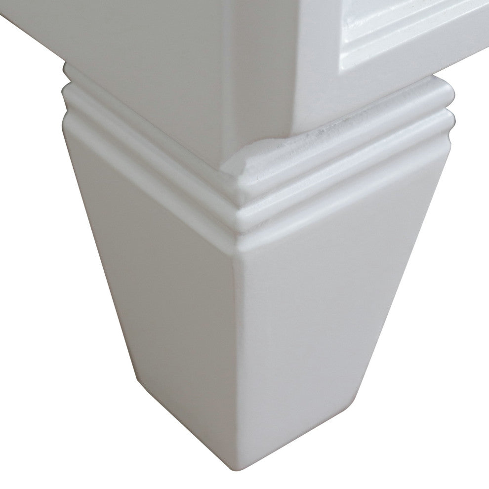 43" Single Vanity, White Finish With White Engineered Stone Top