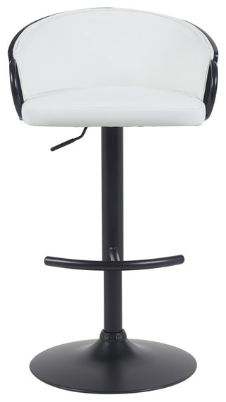 Montego Adjustable Barstool, Black With Snow White Faux Leather