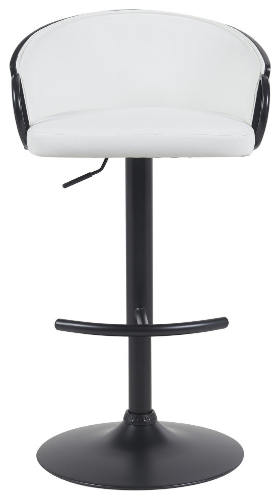 Montego Adjustable Barstool, Black With Snow White Faux Leather
