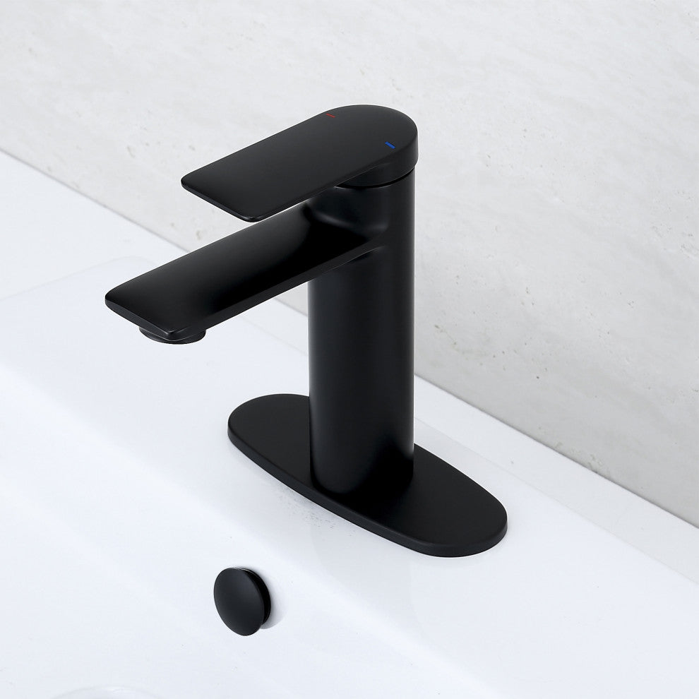 Luxier Rounded Kitchen Faucet Single-Hole Deck Plate, 6.25", Matte Black