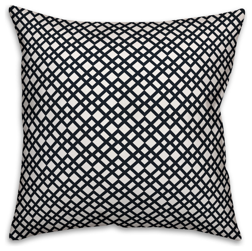 Navy Lattice Pattern Throw Pillow Cover, 18"x18"