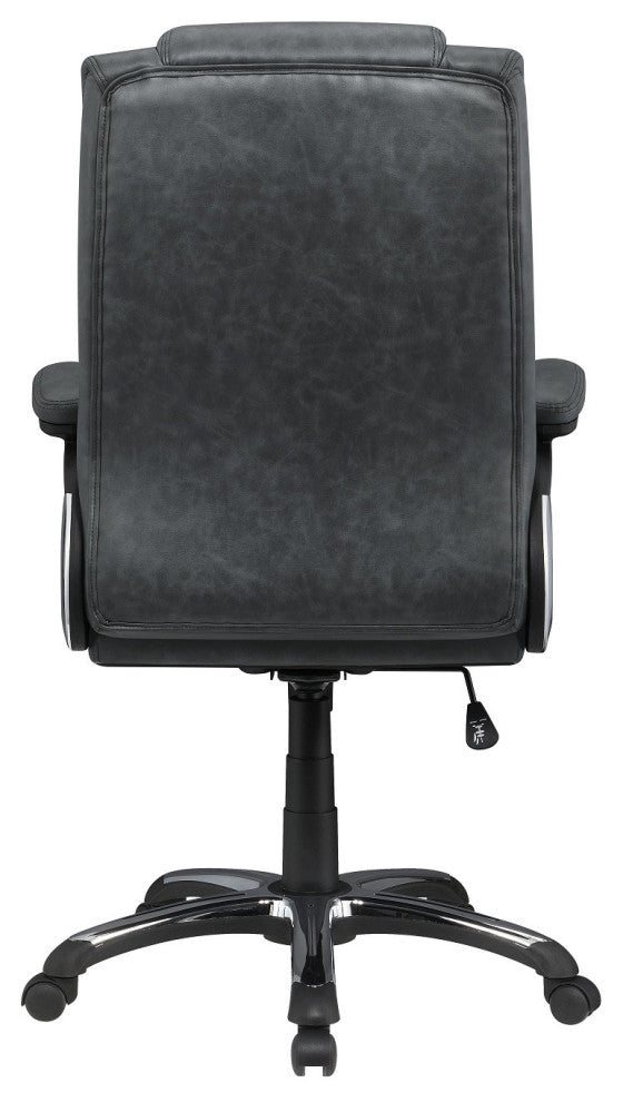 Adjustable Height Office Chair With Padded Arm, Gray and Black