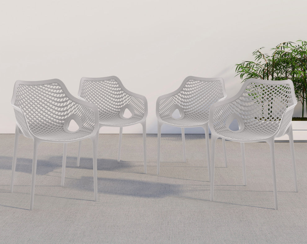 Mykonos Outdoor Patio Dining Chair (Set of 4), Grey, With Arms