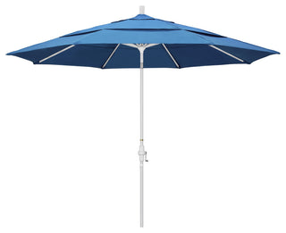 11' Matted White Collar Tilt Crank Aluminum Umbrella, Capri Pacifica