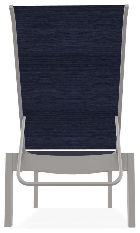 Leeward Sling Stackable Outdoor Chaise Lounge, Collect Indigo/Warm Gray