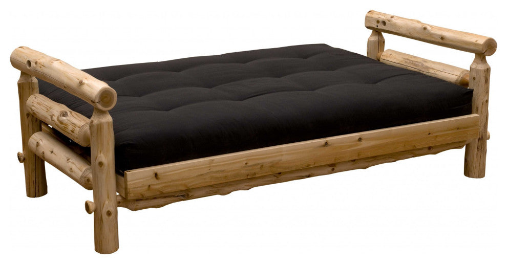 HomeRoots Authentic Log Cabin Natural Cedar Futon