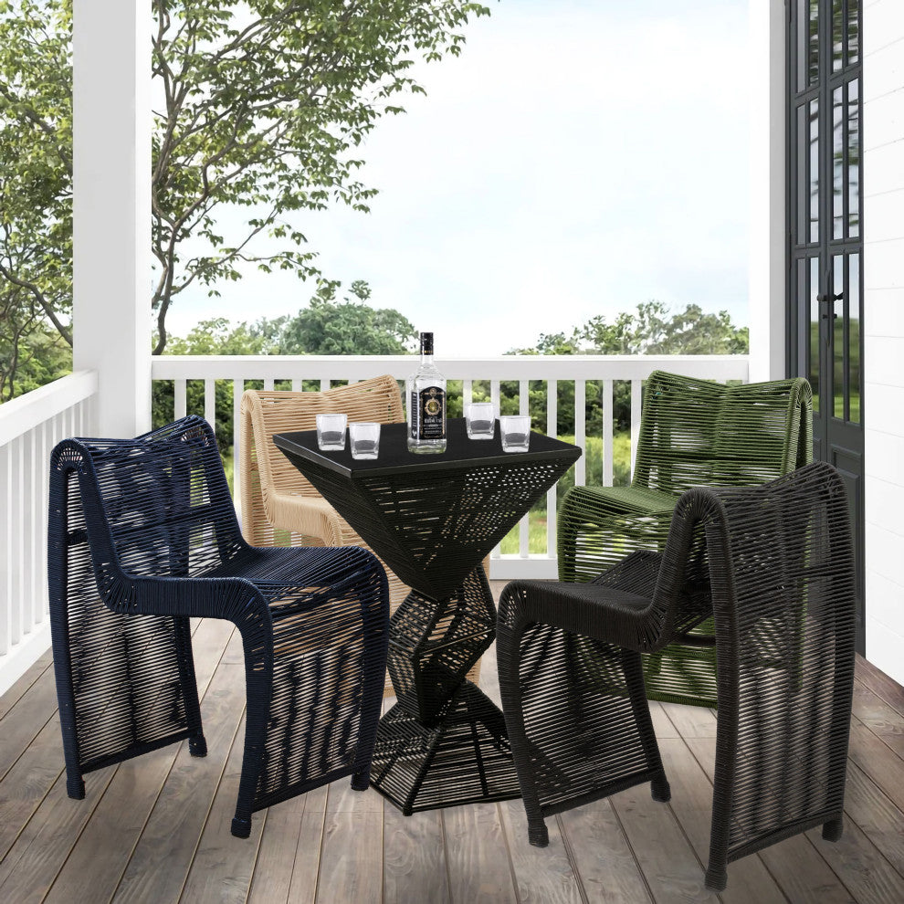 24" Lorenzo Rope Counter Stool, Set of 2, Black
